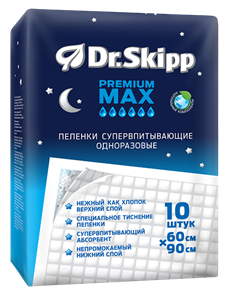Пеленки гигиенические супервпитывающие одноразовые Dr. Skipp Soft Line 60x90 (10 шт.) 33020